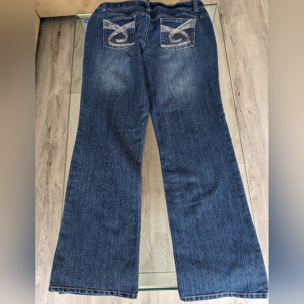 EUC Three Seasons Embellished Adjustable Waist Maternity Jeans Size L